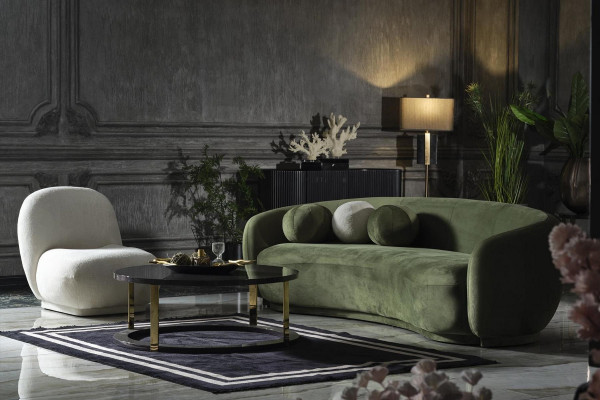 Fabric sofa suite upholstered sofa modern set 2-piece green sofa