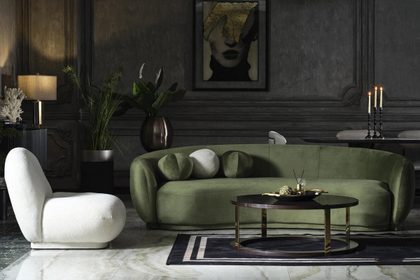 Fabric sofa suite upholstered sofa modern set 2-piece green sofa