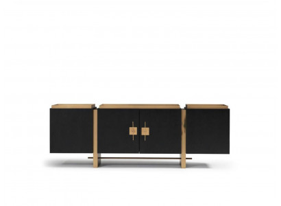 Sideboard Cabinet Dresser Wood Black Modern Design Gold