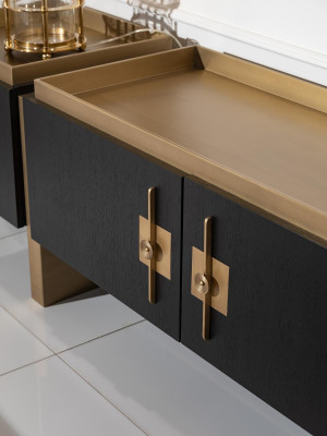 Sideboard Cabinet Dresser Wood Black Modern Design Gold