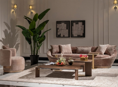 Couch set, sofa set, fabric sofa, three-seater, armchair, beige couch set