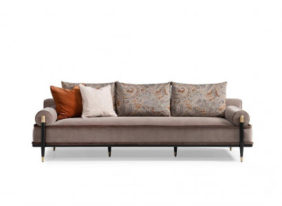 Three-seater Sofa 3-seater Fabric Sofa Gray Luxury Upholstered Sofa Couch Fabric