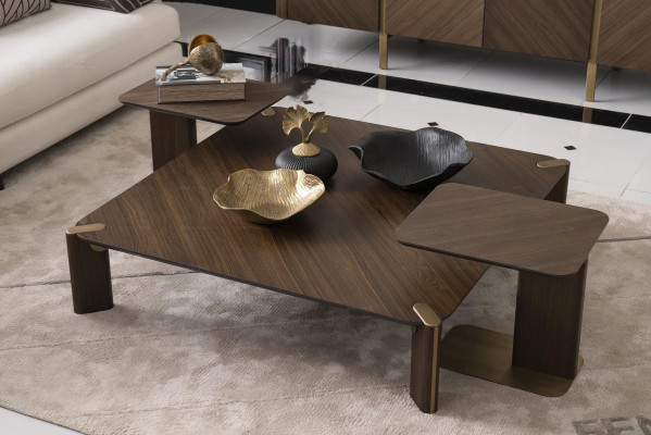 3-piece coffee table group side tables coffee table brown wood table set