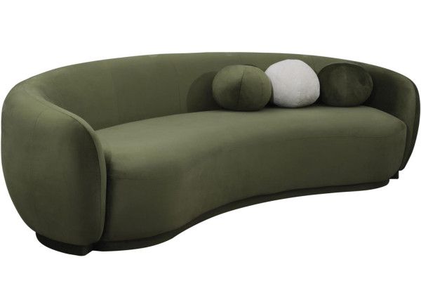 Fabric Sofa Three-Seater Couch Sofa 3 Seater Green Fabric Upholstered Sofa Modern