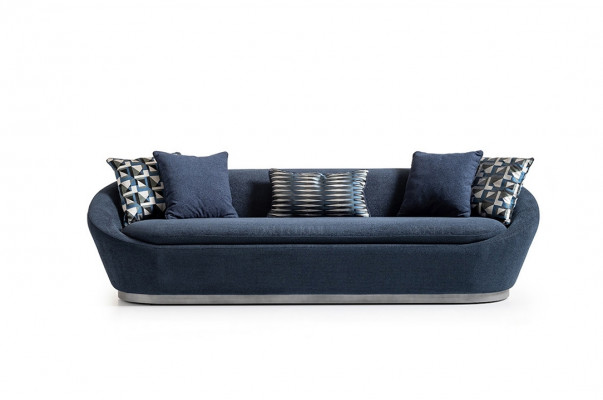 Modern three-seater sofa, 3-seat fabric sofa, blue upholstered sofa, fabric couch