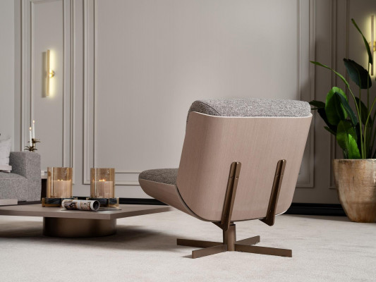 Swivel chair armchair fabric single-seater gray living room club chair