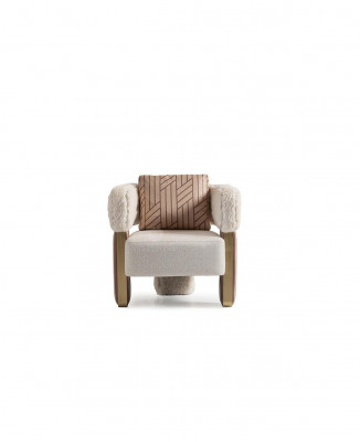 Armchair Single-Seater Club Chair White Fabric Seat Living Room Cocktail Chair