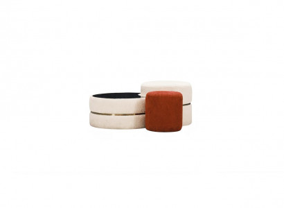 Group Footstool Seat Pouf 3-piece Set Ottoman Coffee Table Stool Modern Table