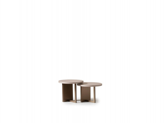Group of side tables coffee table wood table set beige 2-piece coffee table