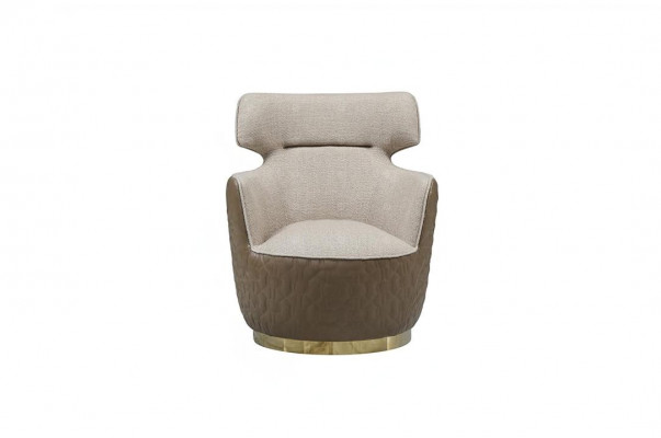 Wingback armchair fabric single-seater beige club chair modern.