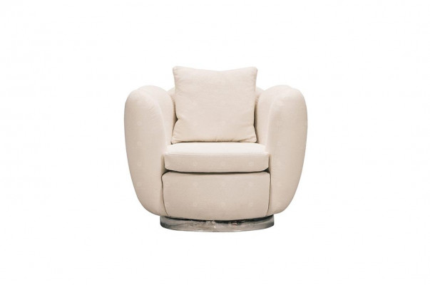 Modern single-seater armchair white fabric living room recliner