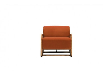 Armchair Single Seater Orange Wood Living Room Relax Chair Design