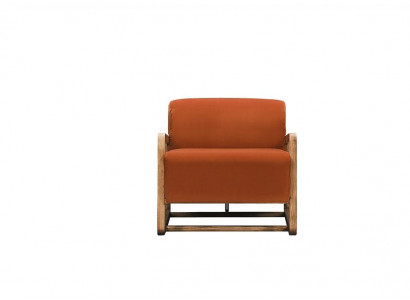 Armchair Single Seater Orange Wood Living Room Relax Chair Design