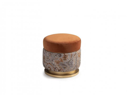 Seat pouf, stool, puff, footstool, fabric seat pouf, orange round stool