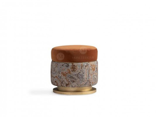 Seat pouf, stool, puff, footstool, fabric seat pouf, orange round stool
