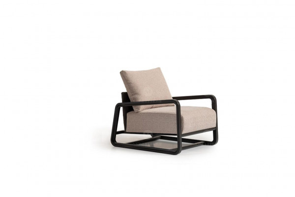 Armchair Recliner Single-Seater Beige Wood Living Room Design
