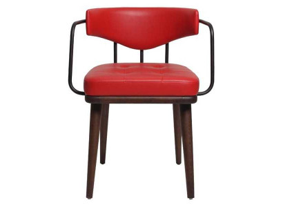 Red armchair dining room single-seater wooden chair living room 1-seater chair