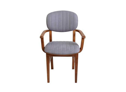 Gray Brown Wooden Chair Designer Chairs Luxury Dining Room Armrest Chair