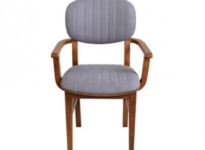 Gray Brown Wooden Chair Designer Chairs Luxury Dining Room Armrest Chair