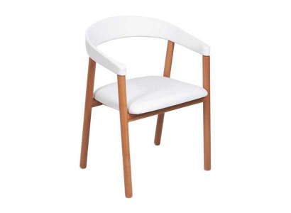 White Brown Armrest Chair Dining Chairs Wooden Chair Upholstered Chairs