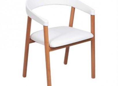 White Brown Armrest Chair Dining Chairs Wooden Chair Upholstered Chairs