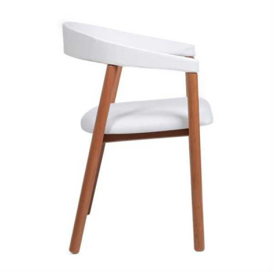 White Brown Armrest Chair Dining Chairs Wooden Chair Upholstered Chairs