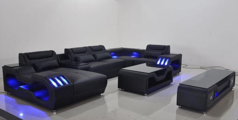 Leather living landscape corner couch designer sofa leather sofa couch - USB - SOUND BOXES