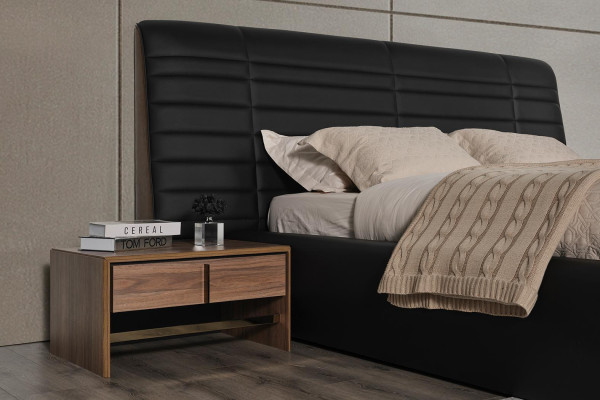 Bedroom bed with 2 nightstands design complete set beds brown 5-piece