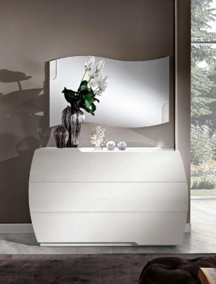 Bedroom Bed Nightstand Dresser Mirror Set White Modern Luxury Set 5-piece