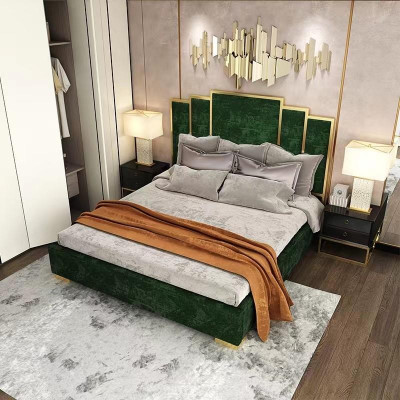Bed 2x Nightstand 3-piece Bedroom Set Design Modern Luxury Nightstands