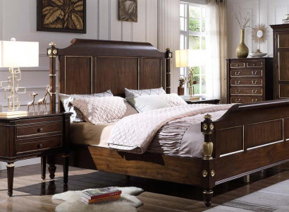 Bedroom set bed, 2x nightstands, luxury new 3-piece design, modern wood