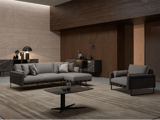 Living room designer corner sofa L-shape armchair luxury coffee table furnishing