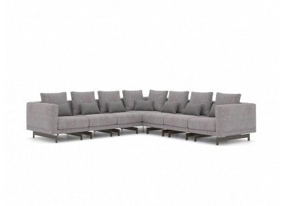 Living room grey corner sofa L-shape designer couch fabric furniture upholstered sofa new