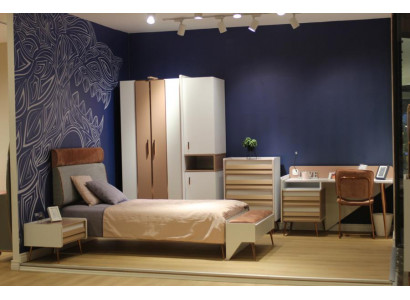 Children's Room Set Bed + Nightstand + Bench Modern Set Bed 3pcs. Bench Complete