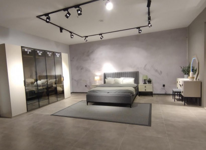 Designer bedroom set bed 2x nightstands wardrobe new and luxurious