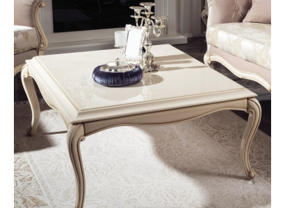 French Coffee Table Baroque Rococo Furniture White Silver Decor Wood
