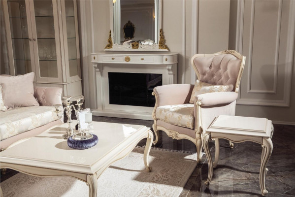 French Coffee Table Baroque Rococo Furniture White Silver Decor Wood