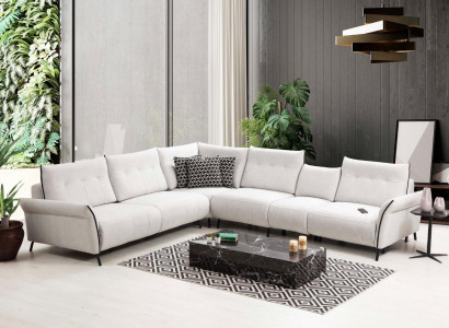 White L-shaped sofa living room upholstered textile sofa couch modern furniture