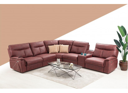 Sectional sofa L-shape design living room luxury seating furniture modern red upholstered furniture