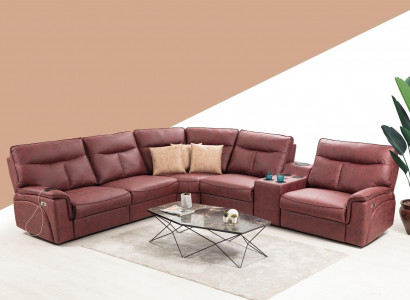 Sectional sofa L-shape design living room luxury seating furniture modern red upholstered furniture