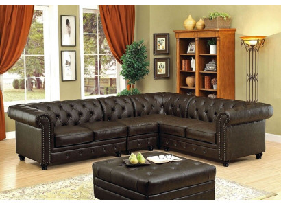 Chesterfield corner sofa couch leather sofa upholstered corner couch suite design #336