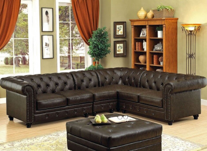 Chesterfield corner sofa couch leather sofa upholstered corner couch suite design #336