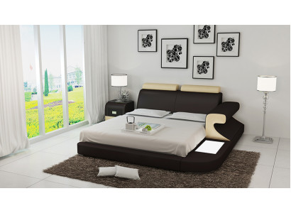 Luxury Bed + Lighting Leather Bed Sofa Big Double Upholstery 140/160/180 New