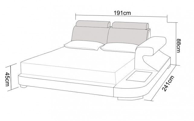 Luxury Bed + Lighting Leather Bed Sofa Big Double Upholstery 140/160/180 New