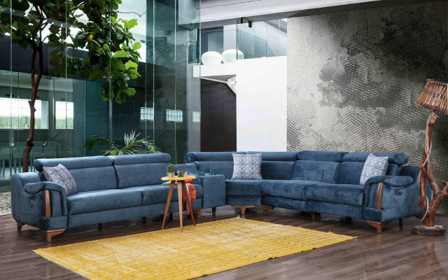 Living room corner sofa L-shape sofa couch modern design furniture textile