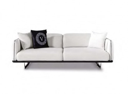 White 3-seater luxury couch living room three-seater stainless steel legs sofa furniture