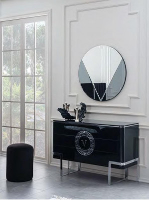 Black luxury dresser sideboard stainless steel feet bedroom furniture new