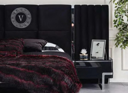 Black nightstand bedroom furniture luxury designer side table set of 2.