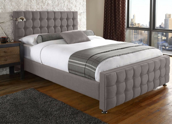 English gray Chesterfield double bed designer bedroom beds