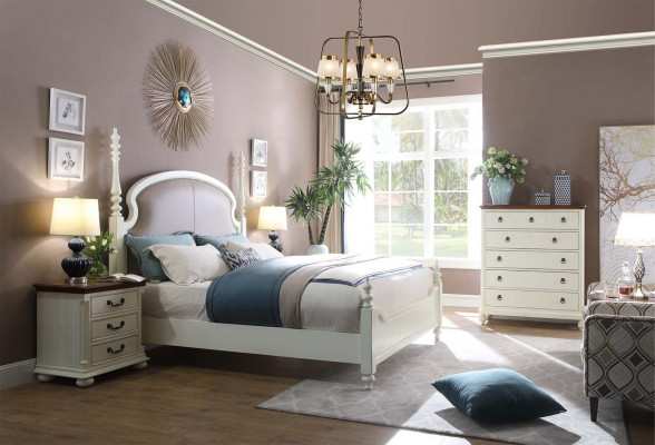 Bed, Nightstand, Stool, 4-piece Bedroom Set, Modern Design, Luxury, New Beds